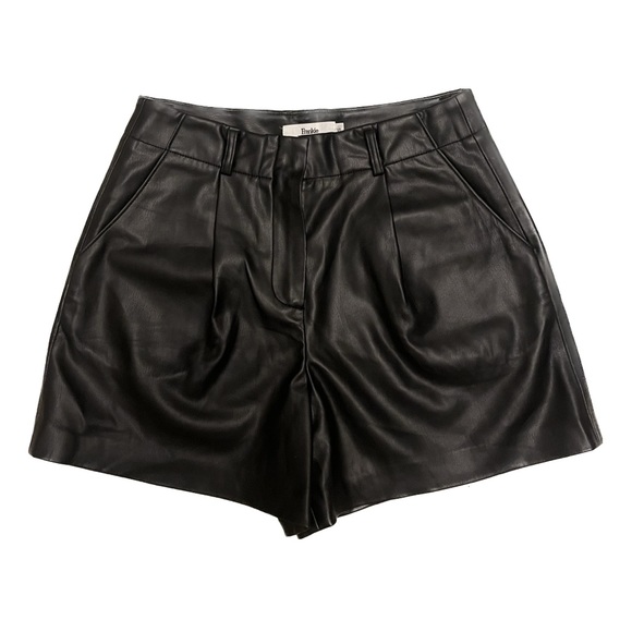 The Frankie Shop Faux Leather Pleated Shorts - Picture 1 of 4